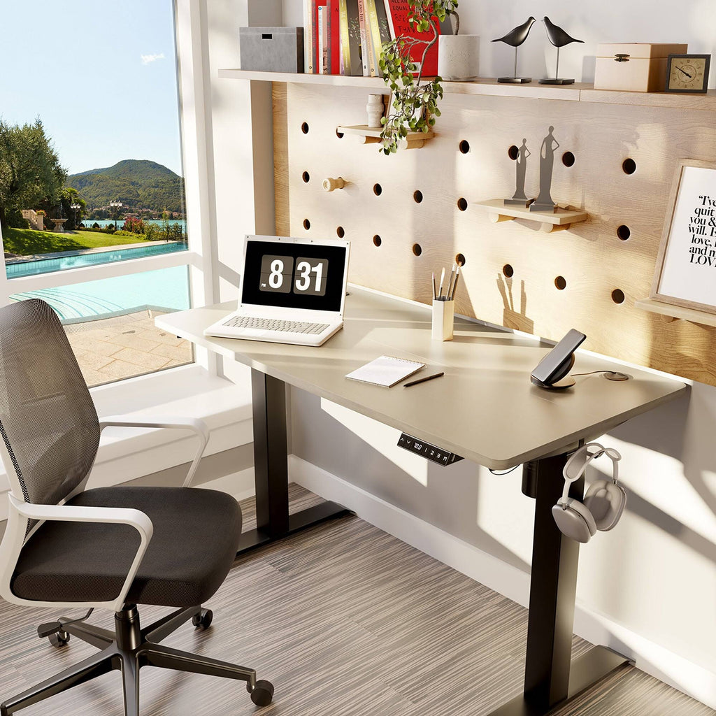 Black Height Adjustable Electric Standing Desk with Splice Board G30695