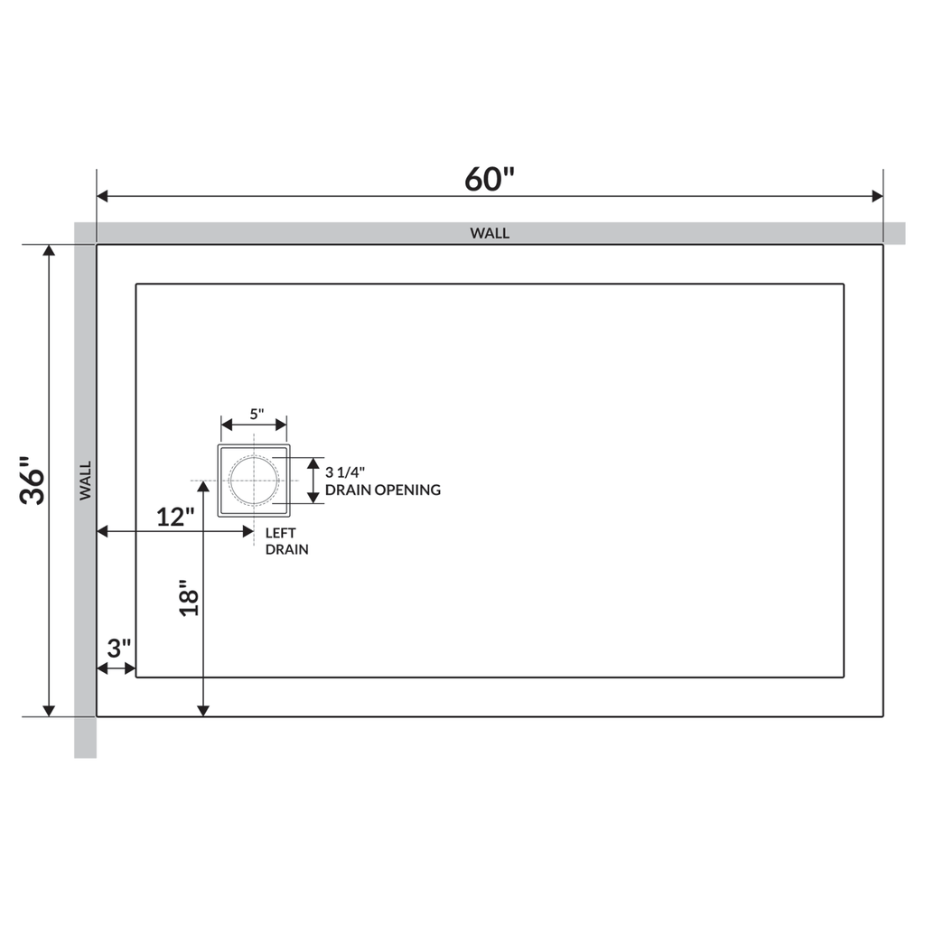 Shower Base Pan with Right/Left Drain P327554