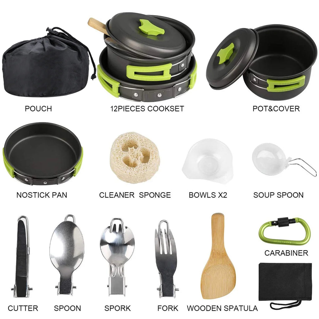 15 Pcs Non Stick Camping Cookware Set T29563