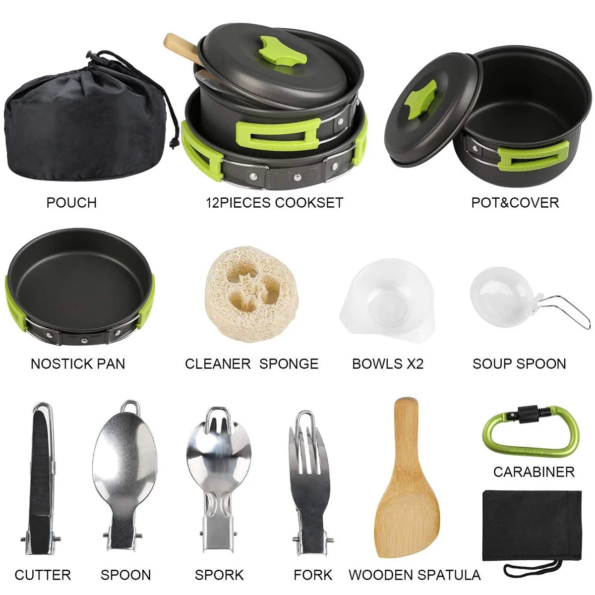 15 Pcs Non Stick Camping Cookware Set T29563