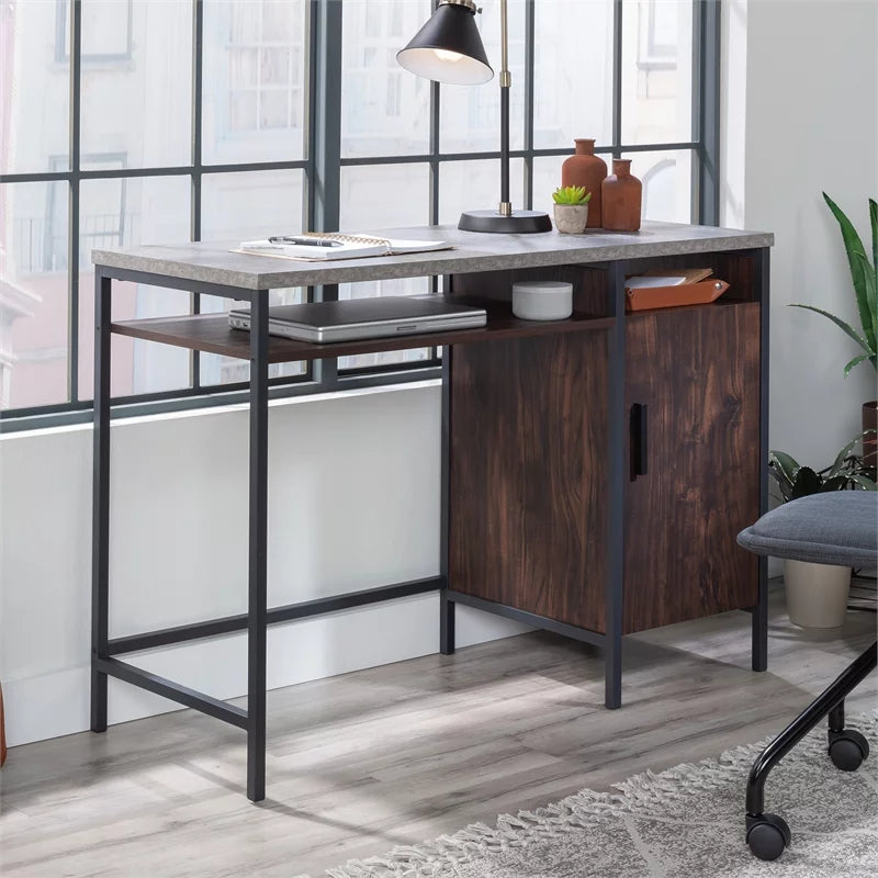Engineered Wood and Metal Desk in Rich Walnut Y774824