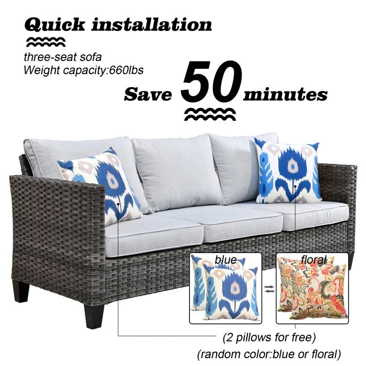 5 Pieces All-Weather Wicker Sectional Sofa with Cushions I795