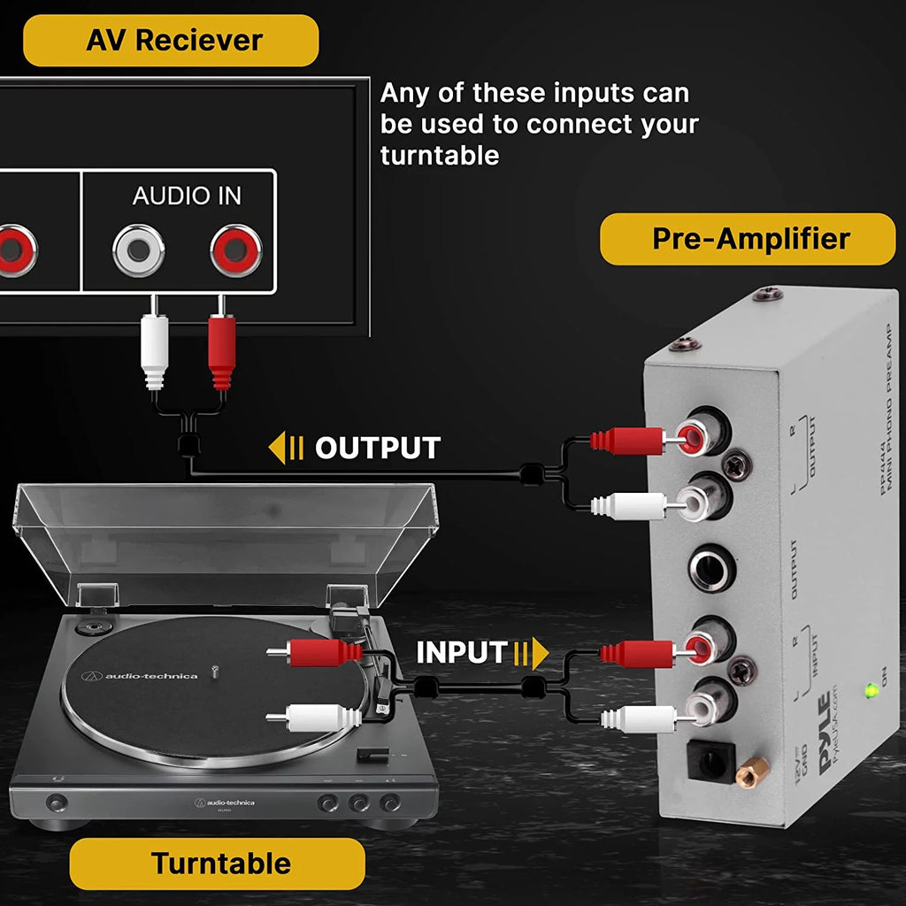 Mini Electronic Audio Stereo Phonograph Preamplifier with RCA Input & Output Q9866