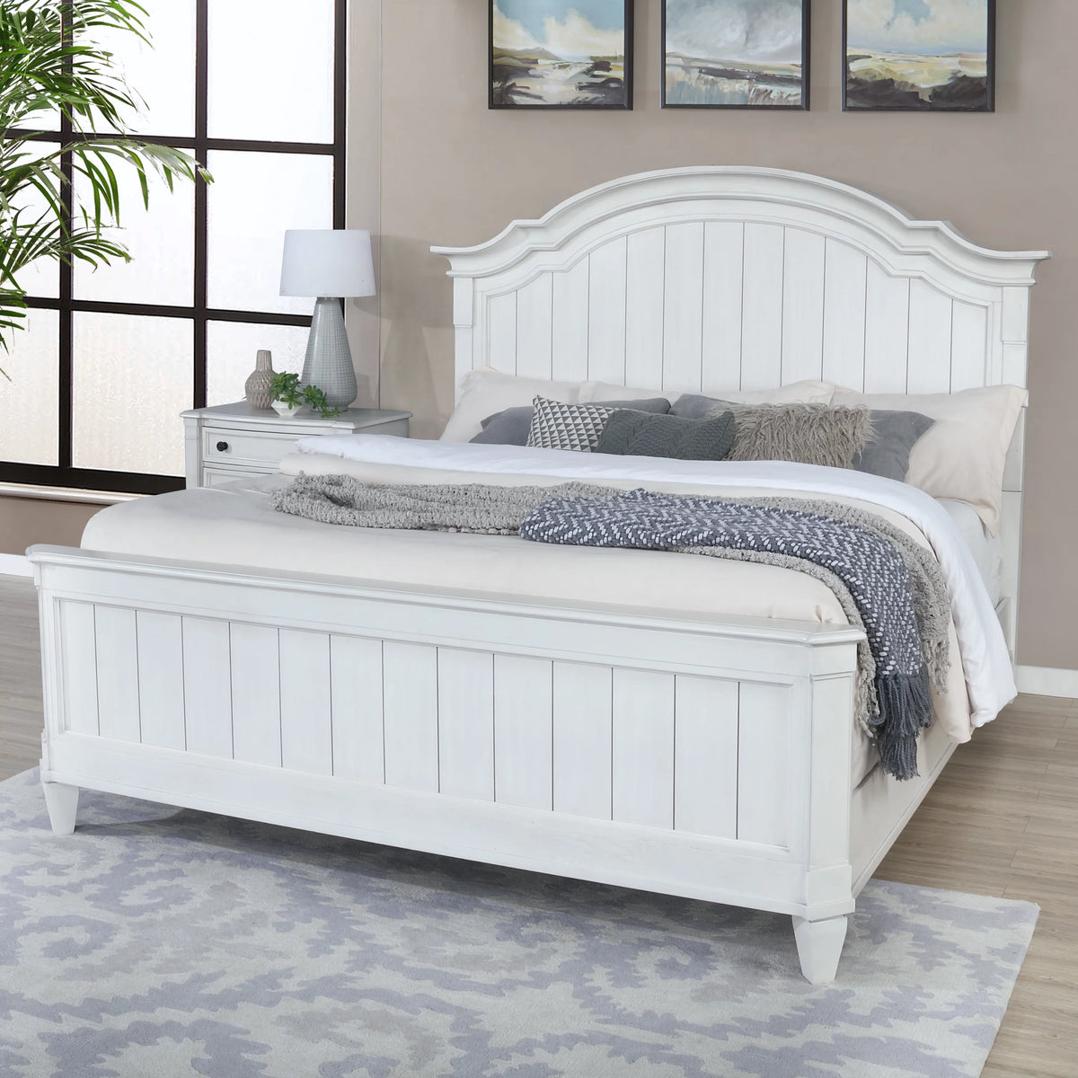 King White Wood Bed E115