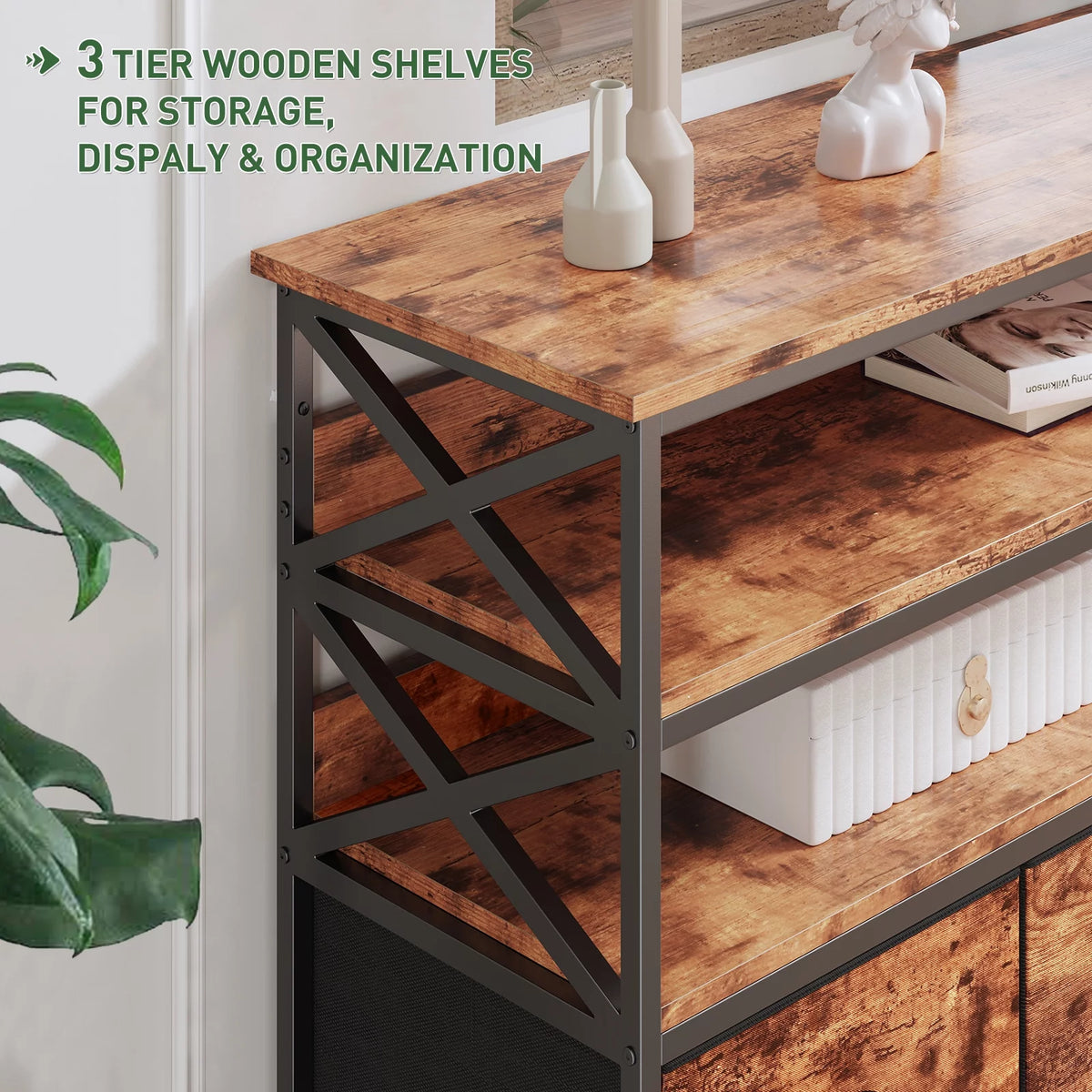Rustic Brown 5 Drawer Dresser TV Stand P707