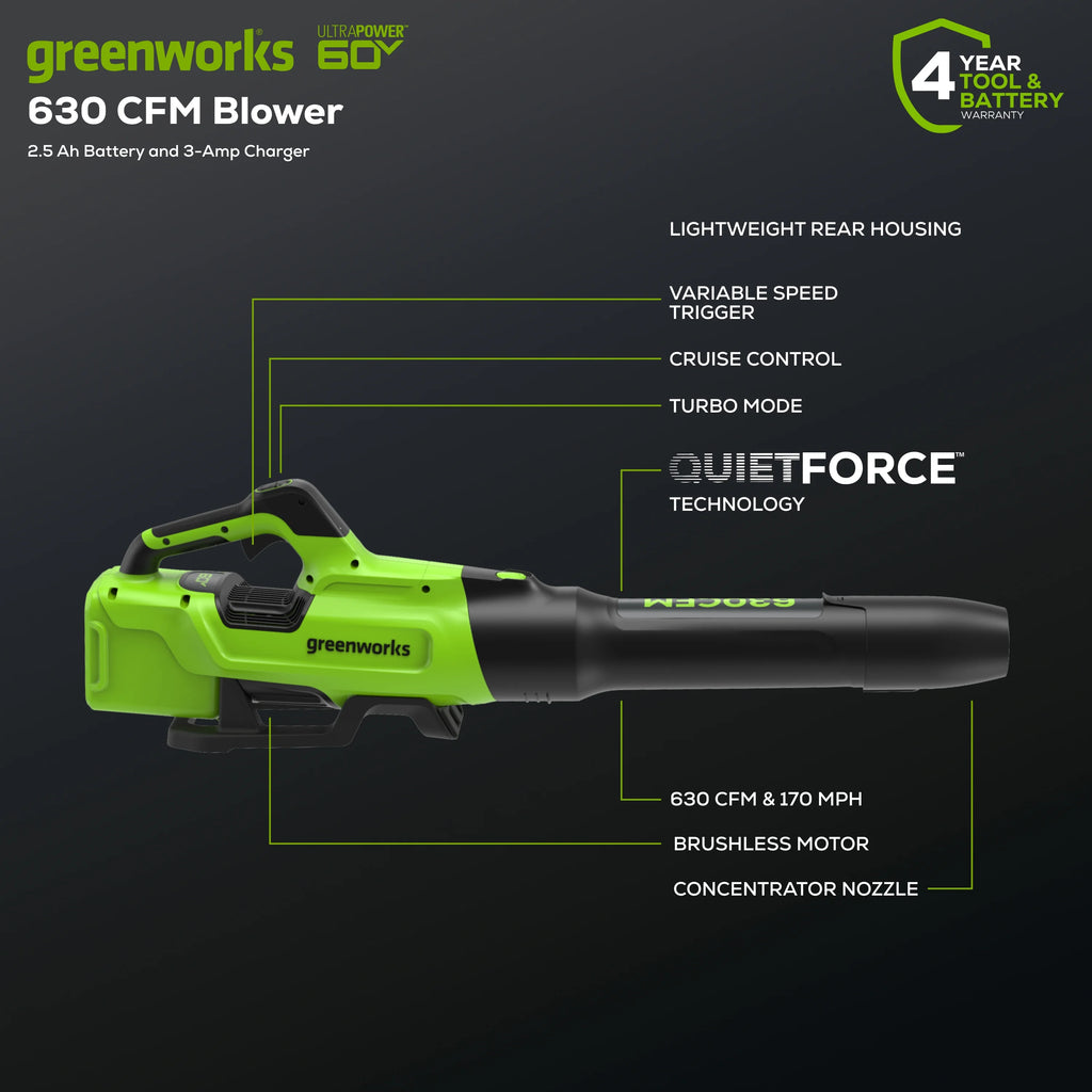 60V 16 String Trimmer & 630 CFM 170 MPH Blower Combo Kit with 2.5Ah Battery & 3 Amp Charger F882631