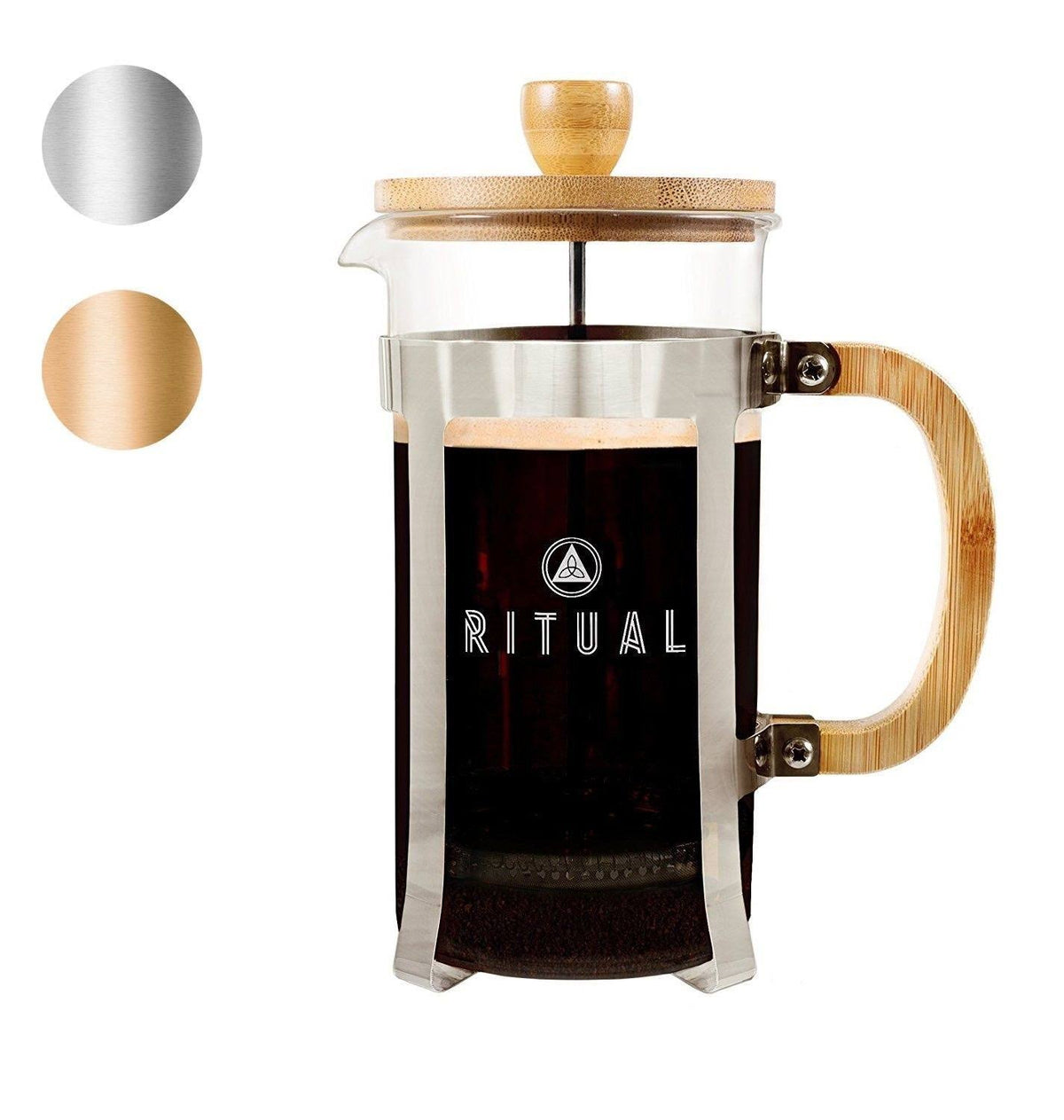 French Coffee Press with Bamboo Wood and Borosilicate Glass X2419