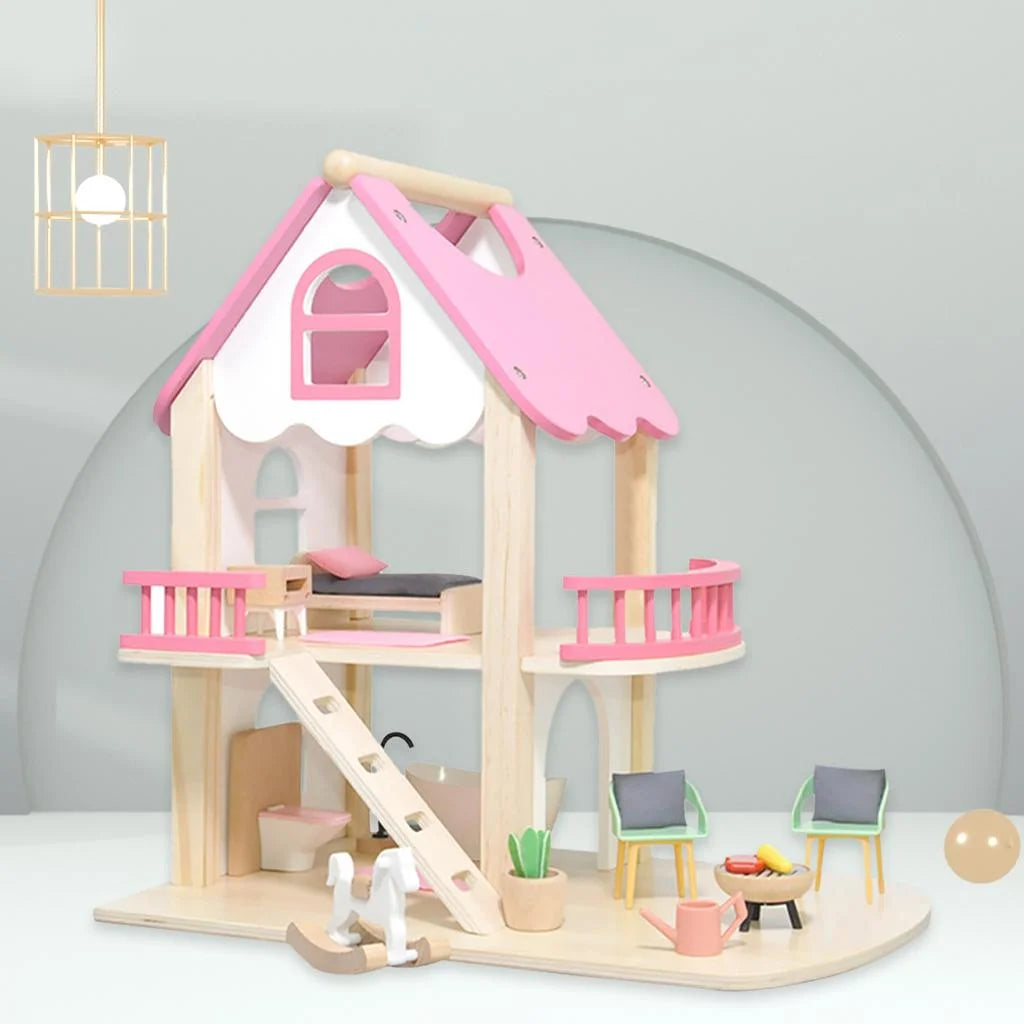 Miniature Castle Doll House with Doll Accessories Bedroom Educational Toys Y49418