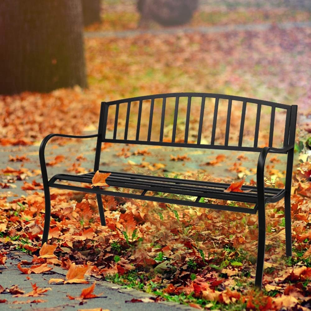 Black Metal Patio Bench T977