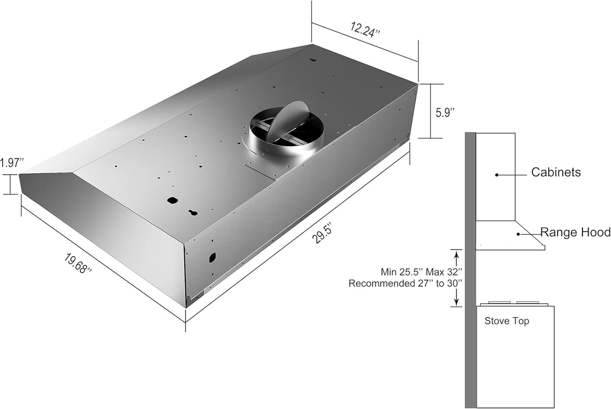 36 inch 900 CFM Slim Stainless Steel Under Cabinet Range Hood C5882