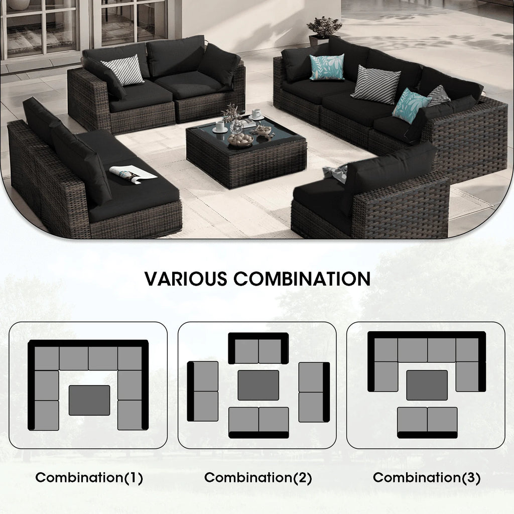 9 Pieces PE Wicker Rattan Outdoor Sofa Set C5132