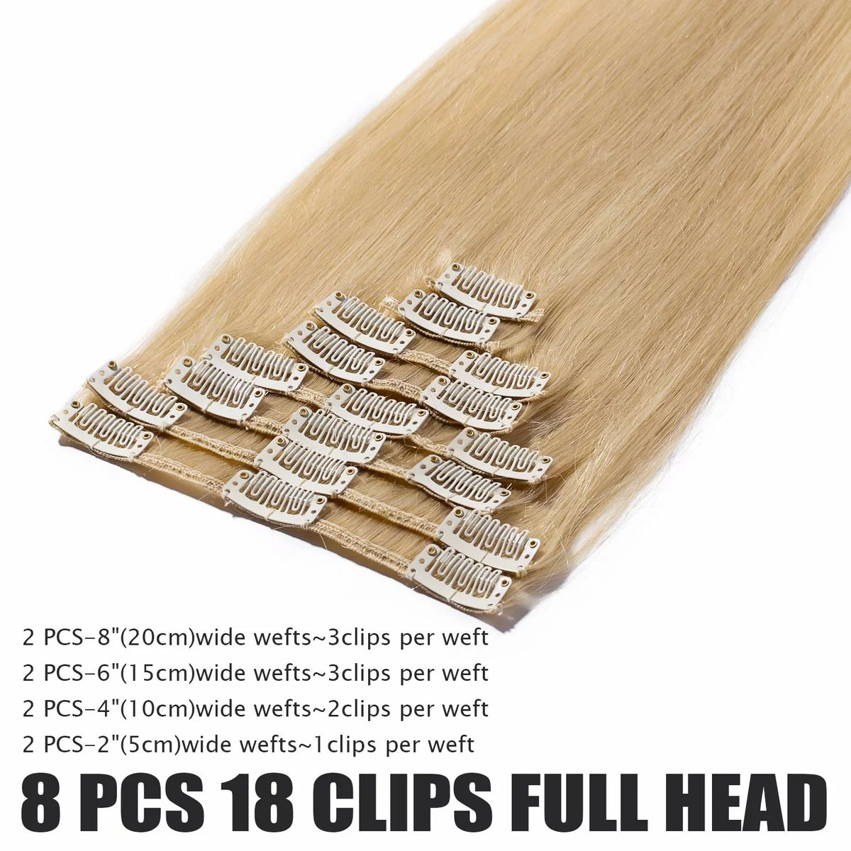 Human Hair Extensions Clip In Natural Blonde Straight J57394