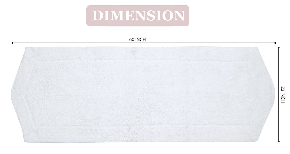 100% Cotton Tufted Non-Slip Machine Washable Bath Rug, 22"x60" White Y872