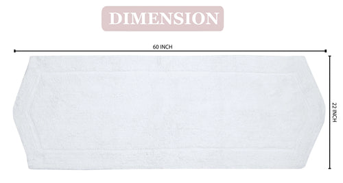 100% Cotton Tufted Non-Slip Machine Washable Bath Rug, 22"x60" White Y872