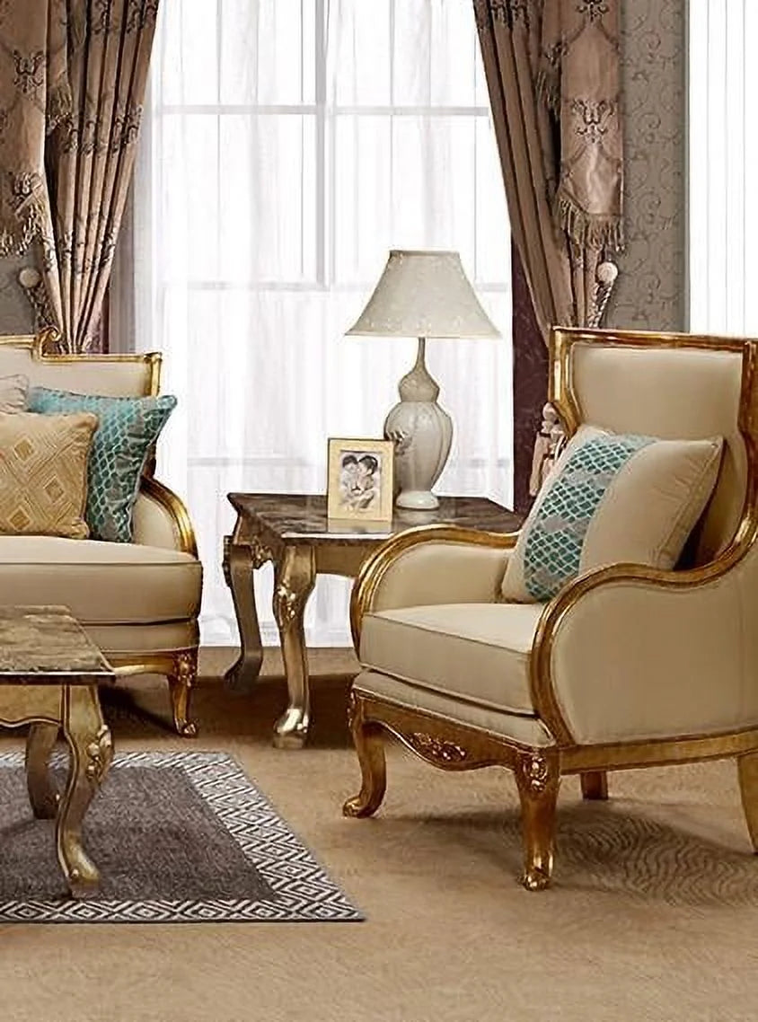 Gold & Light Beige Sofa Set 4Pcs W720