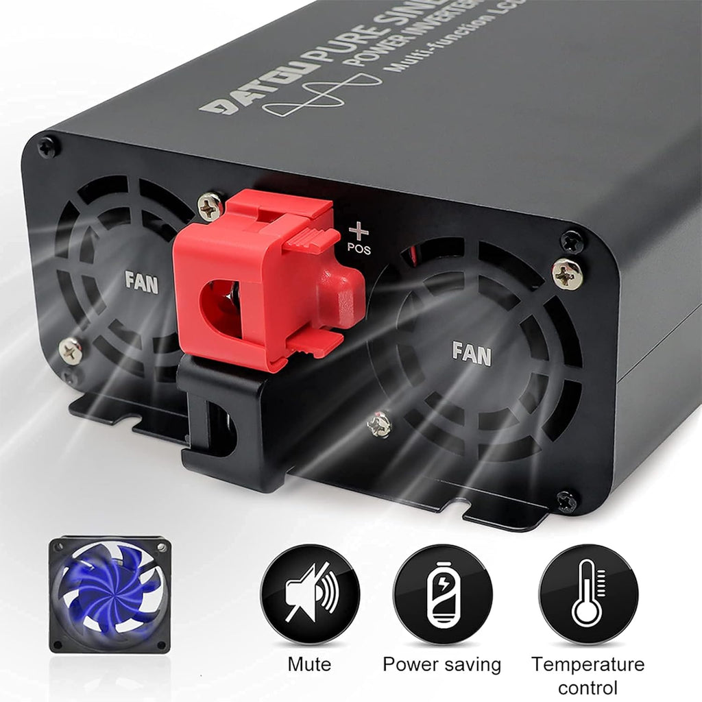 3000W Pure Sine Wave Power Inverter 12V DC to 110V AC Dual AC Outlets LED Display U73143