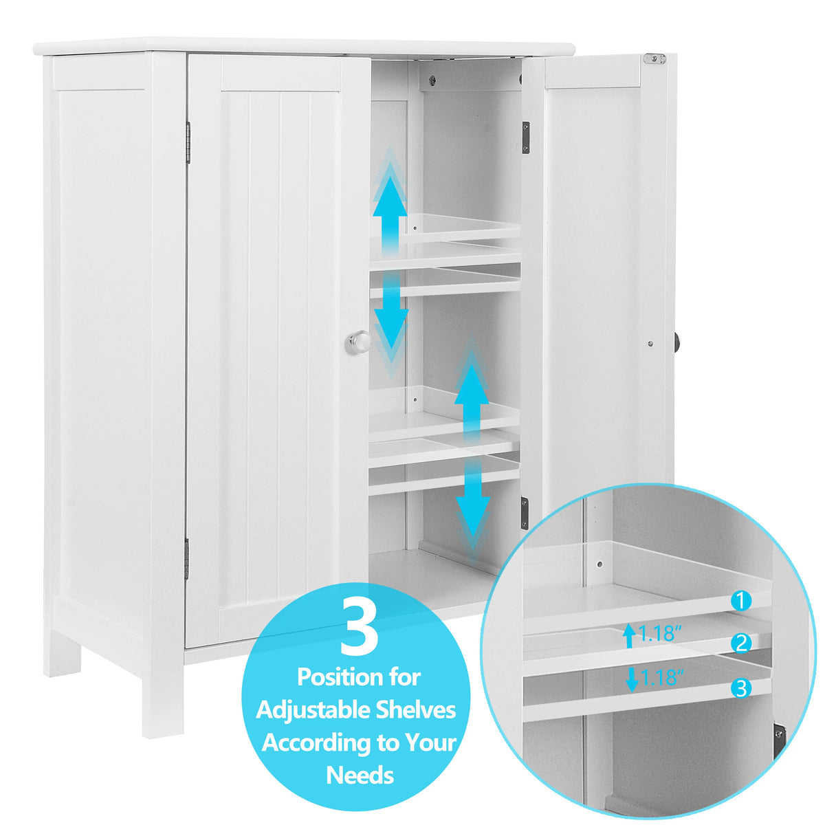 White 2-Door Wooden Bathroom Storage Cabinet T905009