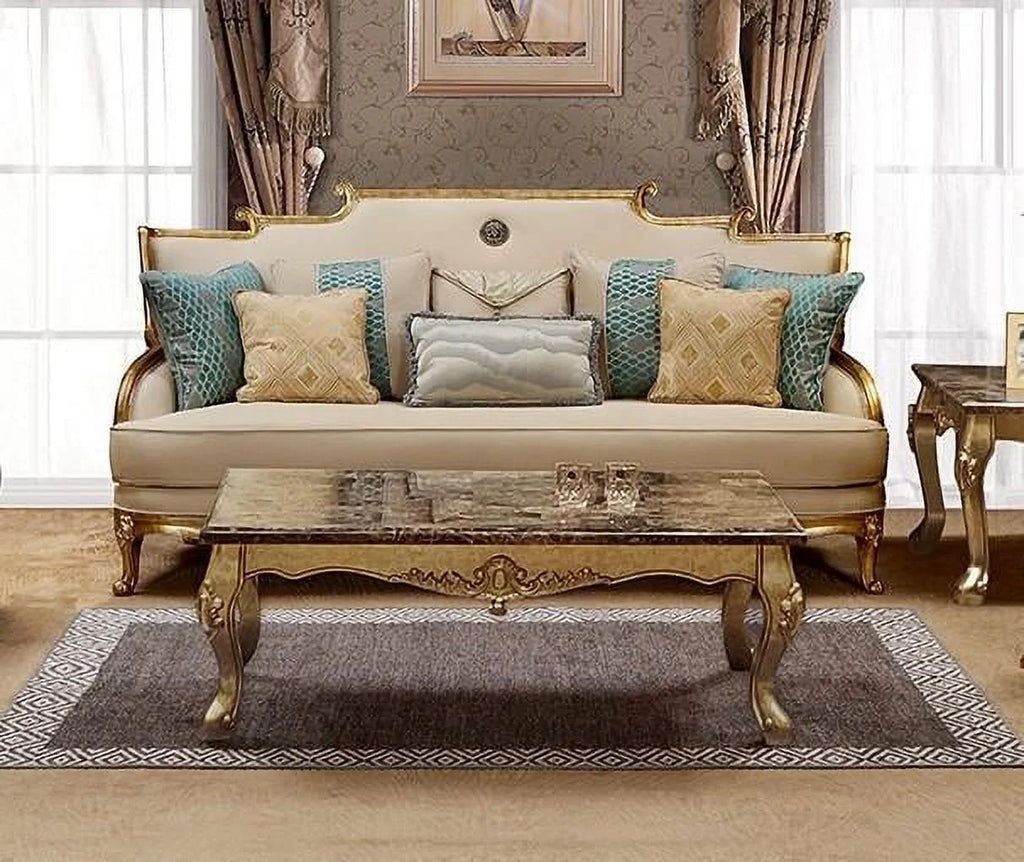 Gold & Light Beige Sofa Set 4Pcs W720