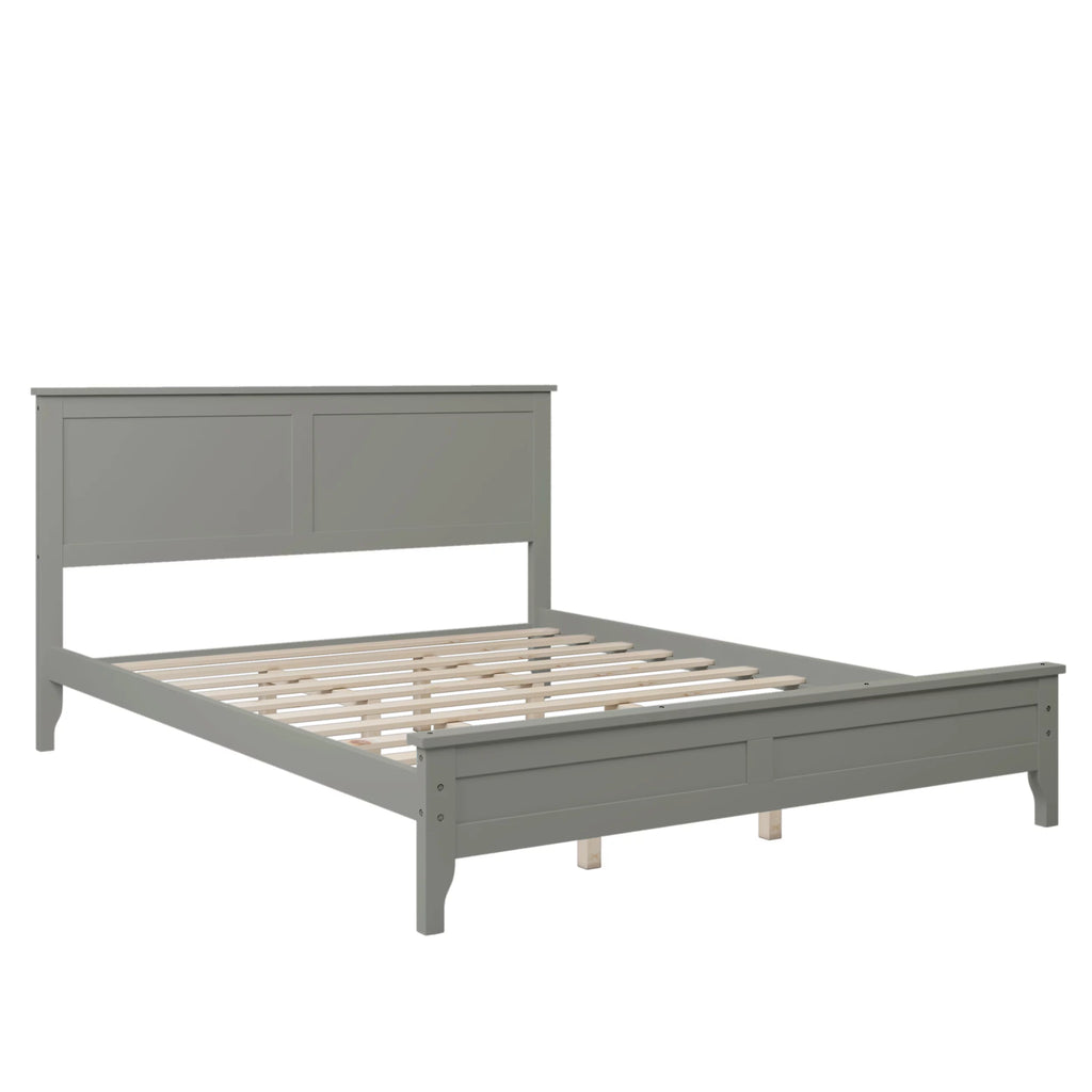 Espresso Queen Size Wood Platform Bed Frame with Headboard B2513