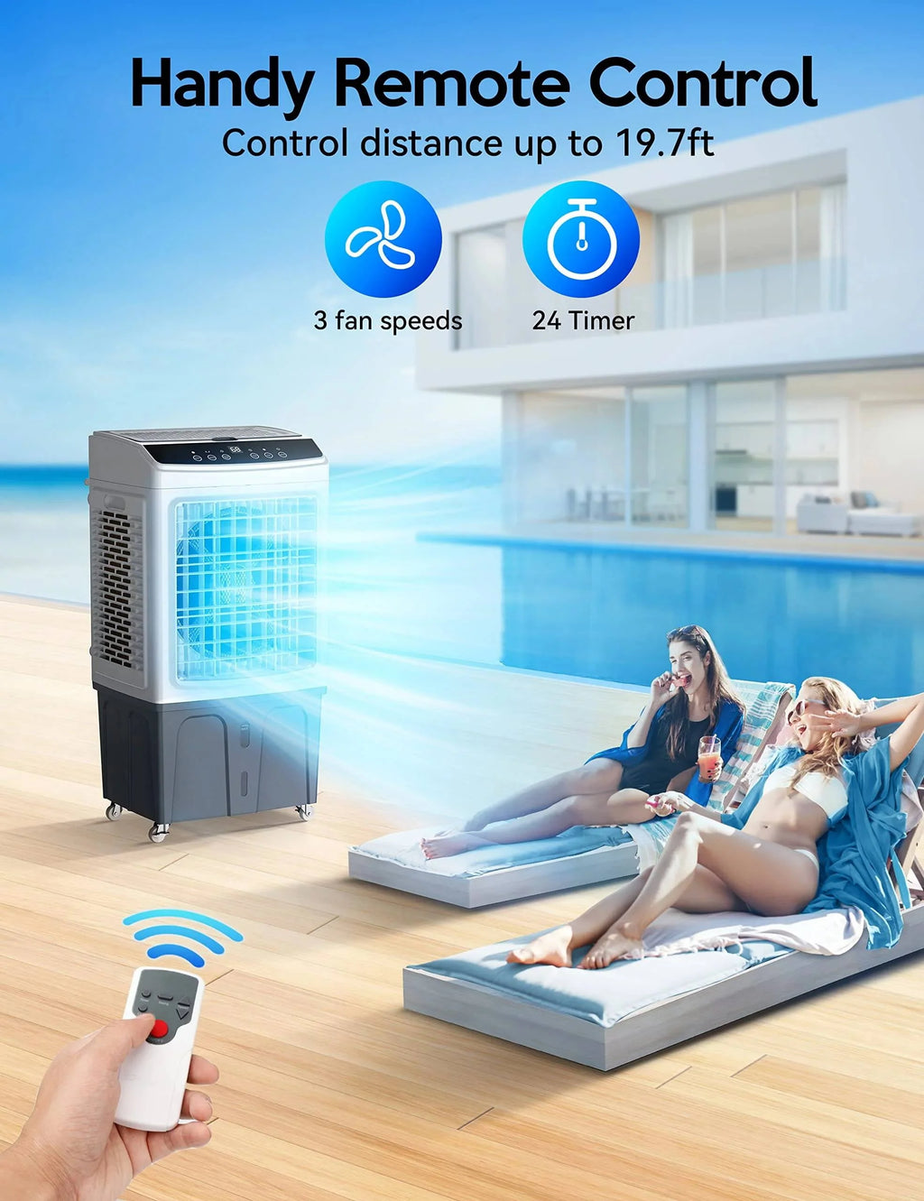 Evaporative Air Cooler, 2200CFM 9.2Gallon with Remote Control M19319