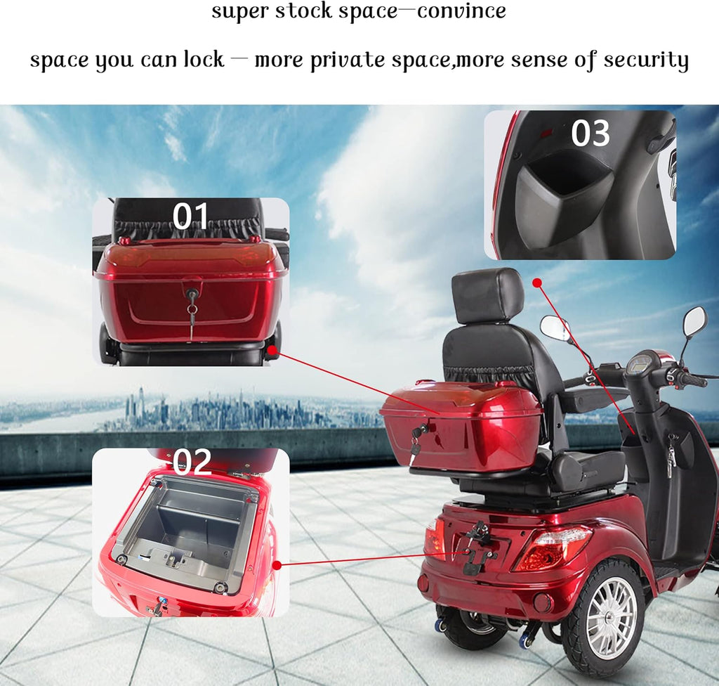 Red Heavy Duty Four Wheel Electric Mobility Scooter Y7222