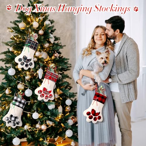 4 Pcs Large Christmas Paw Stockings Z720