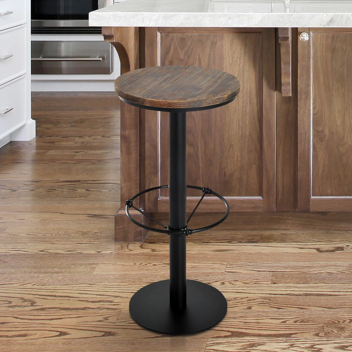 42" Rustic Pine Wood Top Metal Pub Table A964429