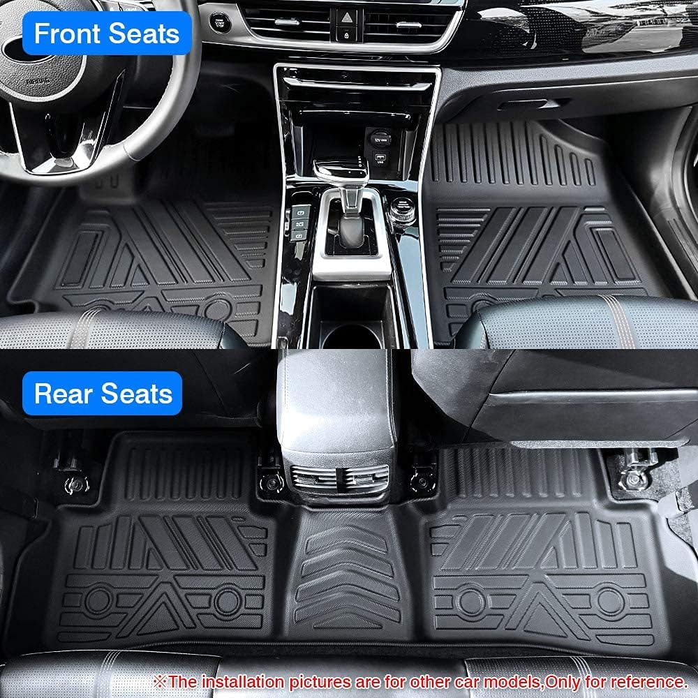 All Weather Car Floor Mats 1st & 2nd Row Black Non-slip H9662