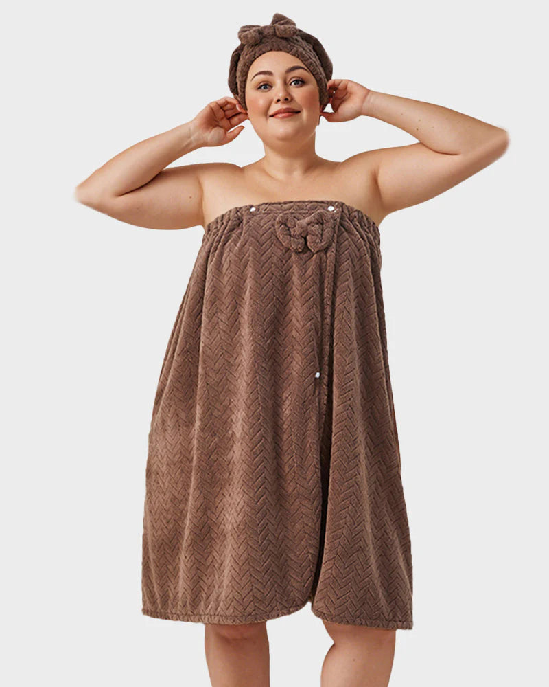 Adjustable Plus Size Bath Skirt & Quick-Dry Cap Set V182