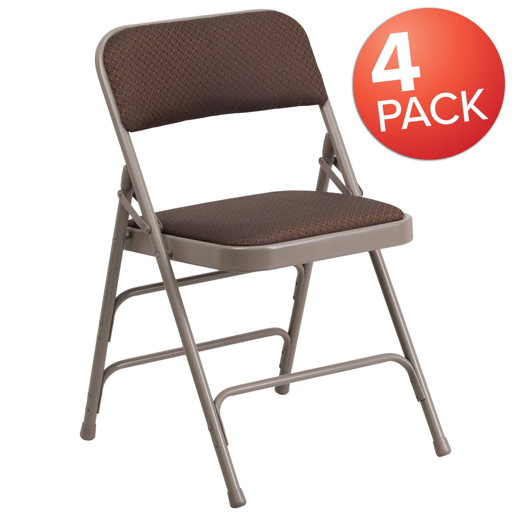 4 Pack Upholstered Metal Folding Chair Brown Patterned N140