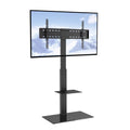 Modern Swivel Floor TV Stand for 32"-85" TVs Adjustable Height Glass F356