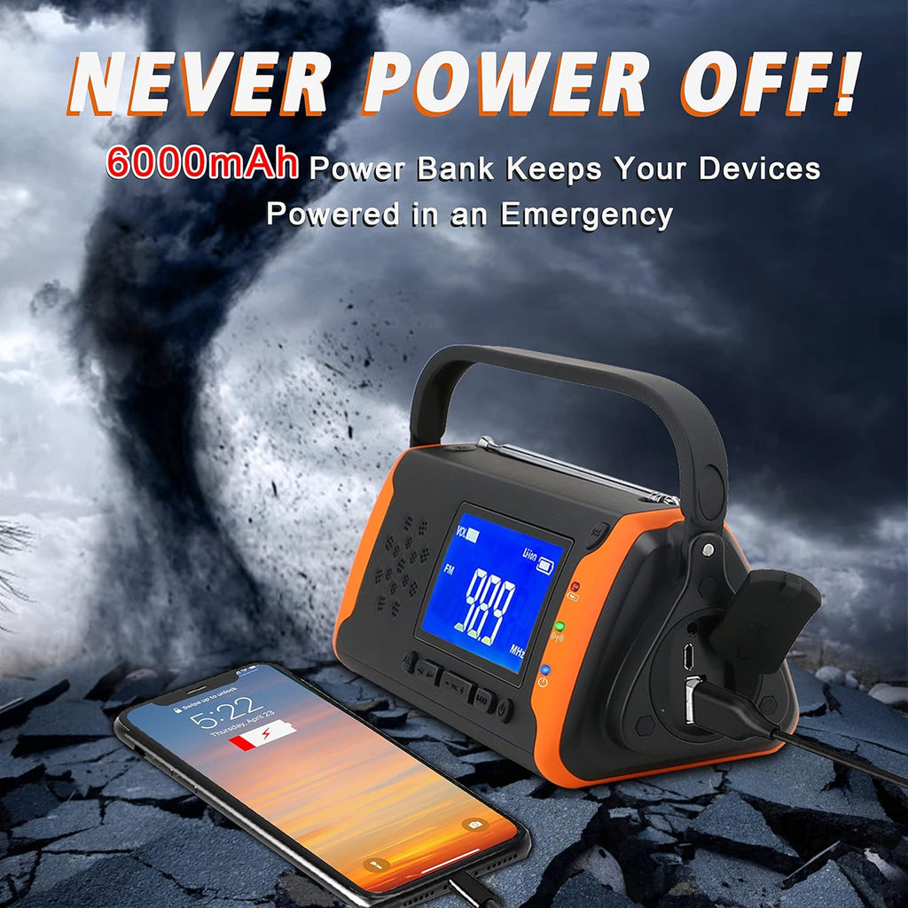 Solar Powered Hand Crank AM/FM/NOAA Emergency Weather Alert Radio with LED Flashlight, Pack of 2 N3502