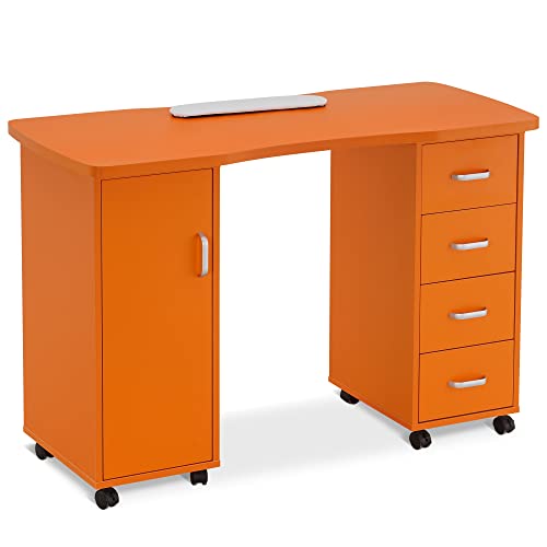 White Nail Table with 4 Drawers S589
