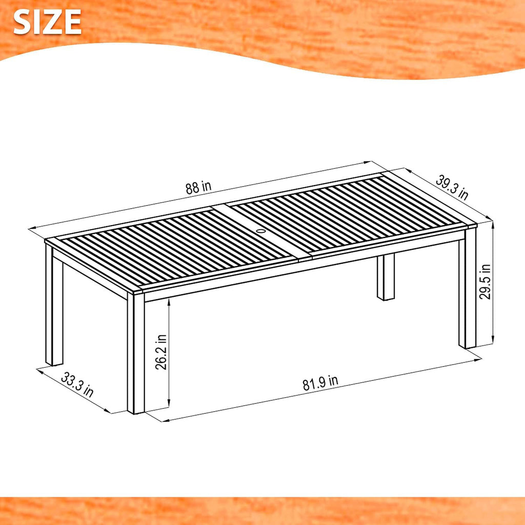 9 Piece Eucalyptus Rectangular Dining Set A853732