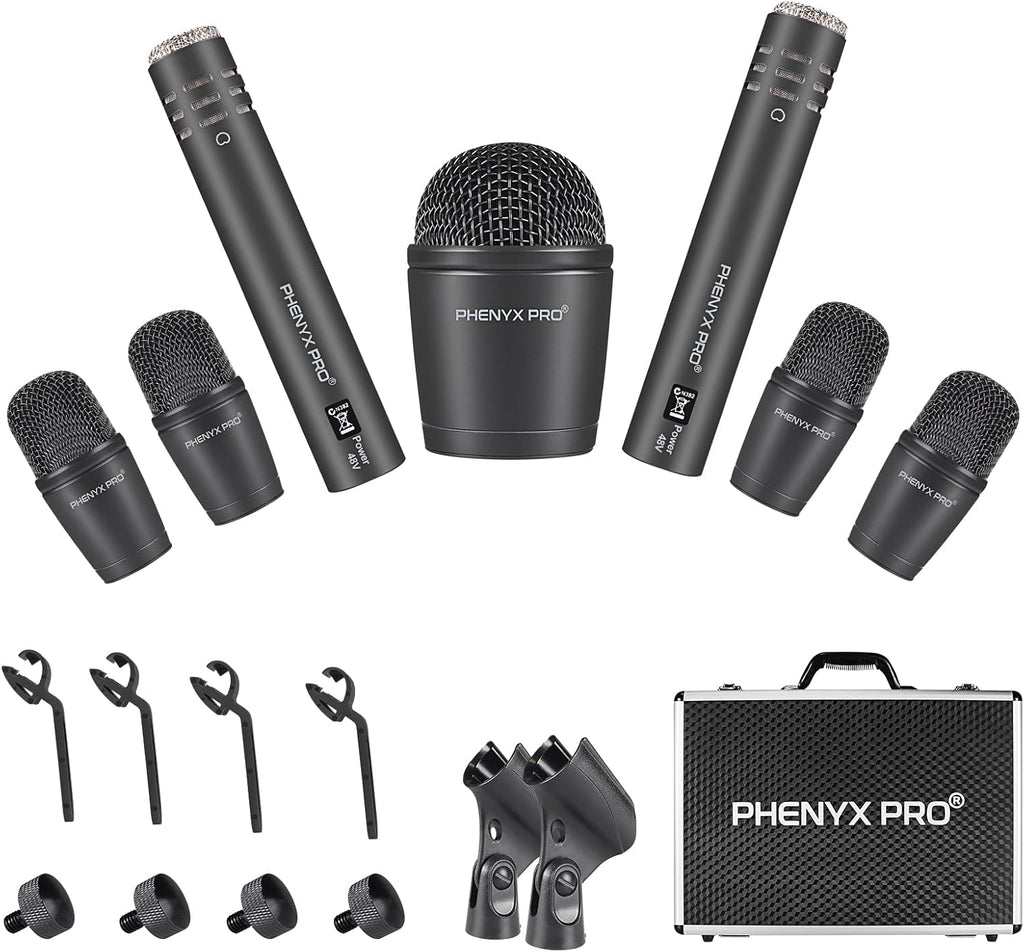 7-Piece All Metal Wired Dynamic Cardioid Drum Mic Kit with Carrying Case D25870
