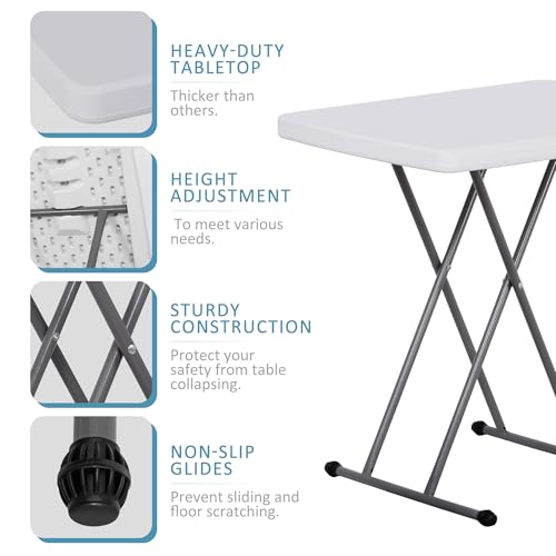 White 4 Foot Plastic Folding Table with Carrying Handle L21071