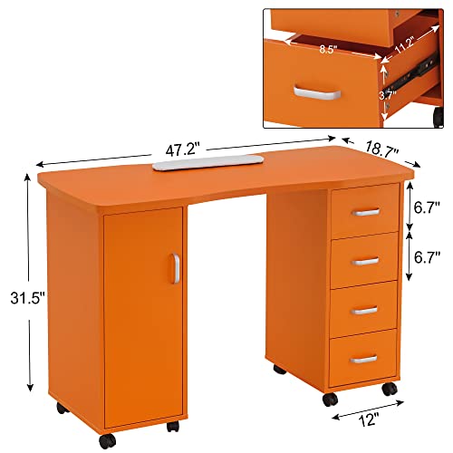 White Nail Table with 4 Drawers S589