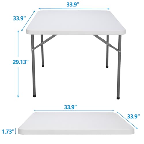 White 4 Foot Plastic Folding Table with Carrying Handle L21071
