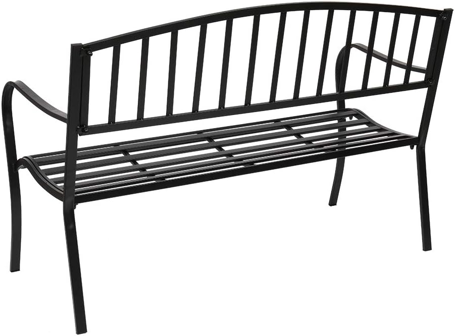 Black Metal Patio Bench T977