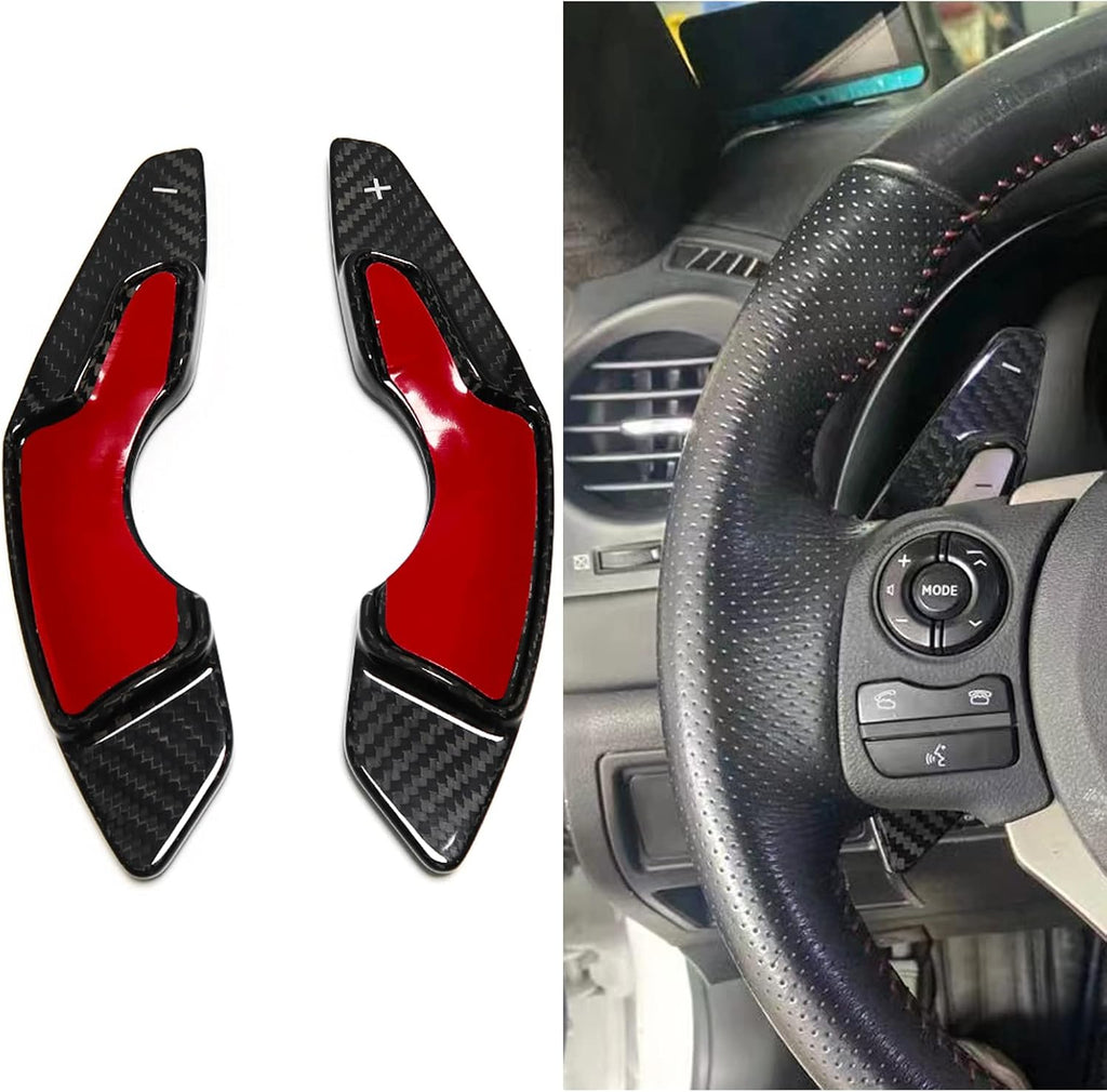 2pcs Real Carbon Fiber Steering Wheel Paddle Shift Extensions (Red, Black) P813449