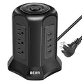 Black Power Strip Tower Surge Protector with 9 AC Outlets 4 USB Ports 6 ft Extension Cord I9971