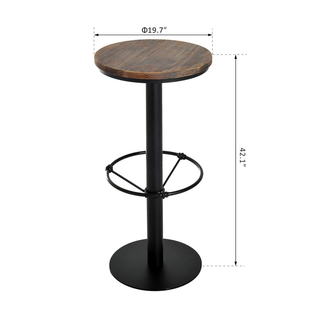42" Rustic Pine Wood Top Metal Pub Table A964429