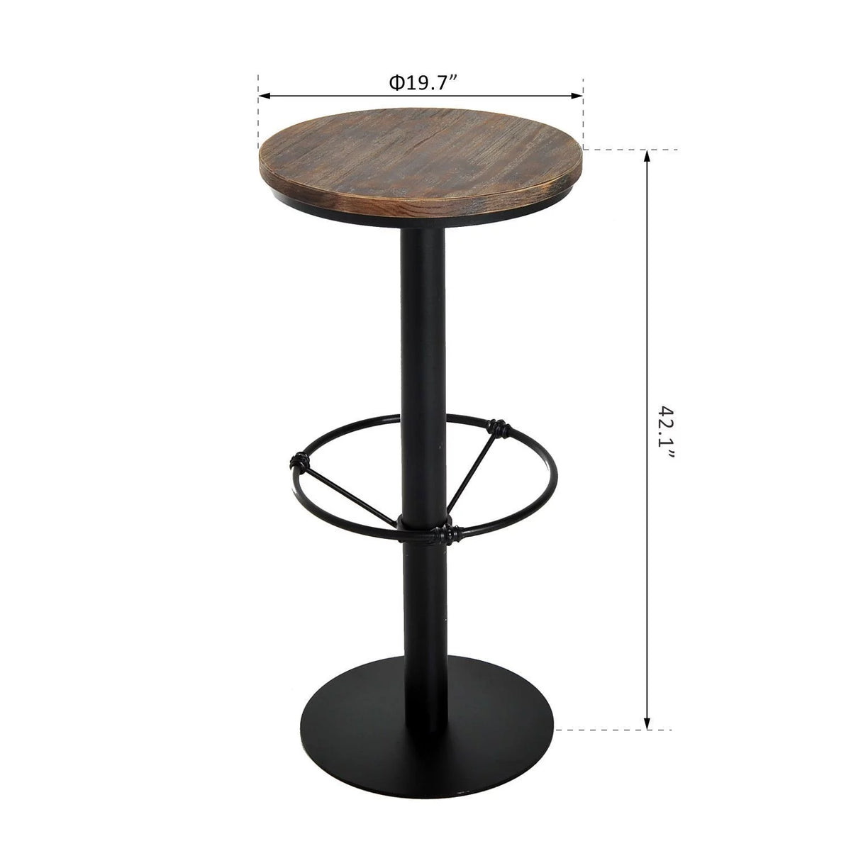 42" Rustic Pine Wood Top Metal Pub Table A964429