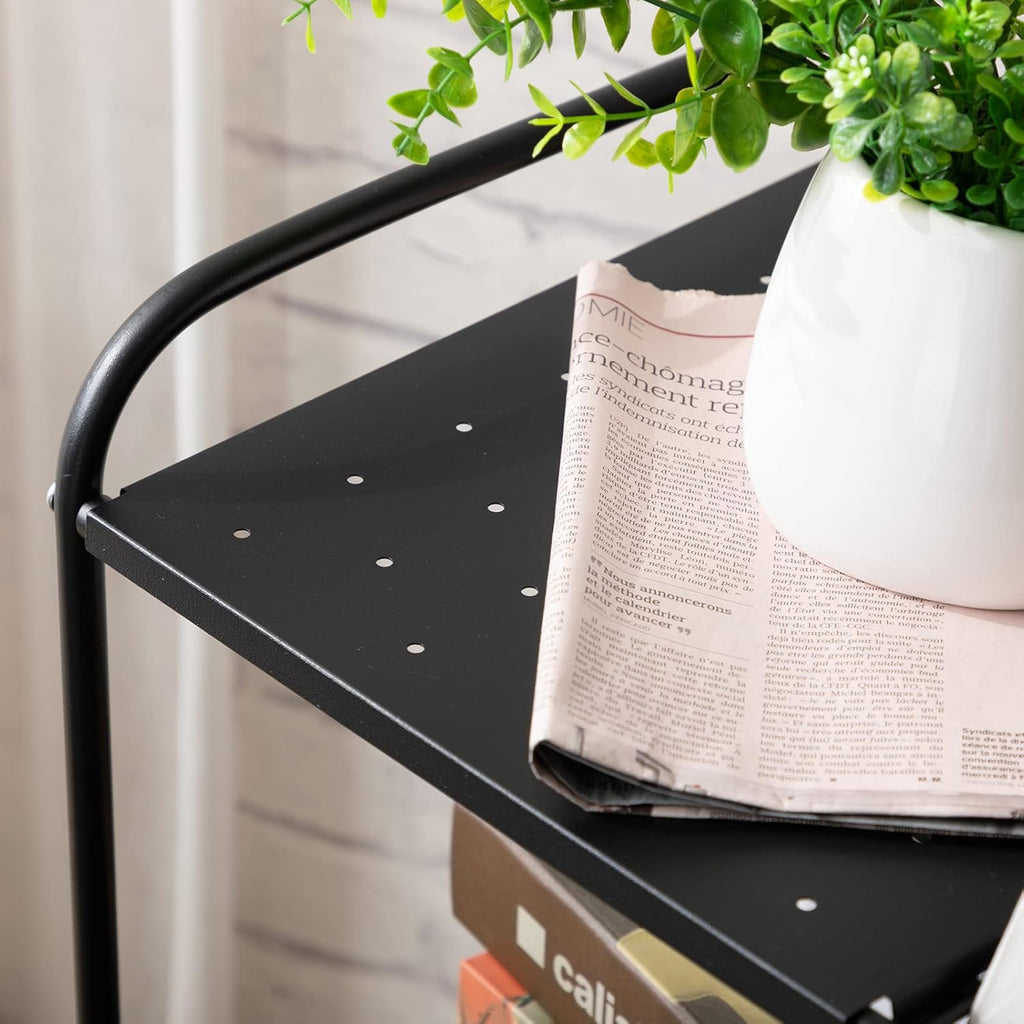 2 Tier Rolling Metal Mesh Storage Cart with Wheels, Black A27064