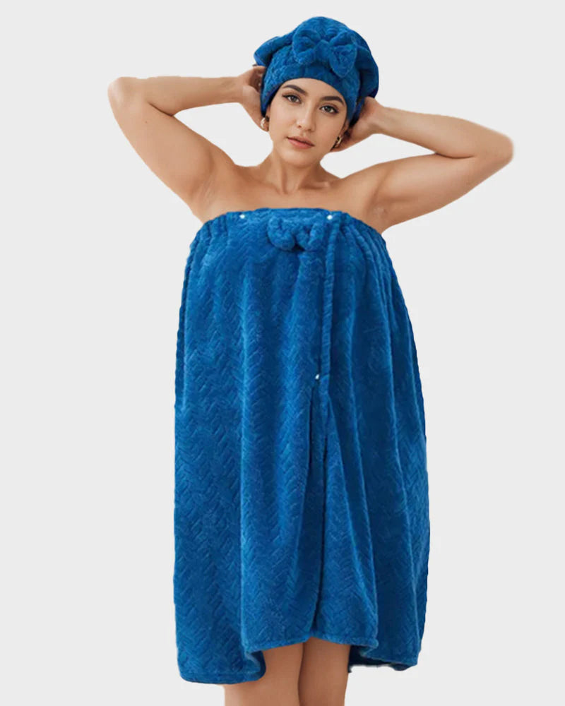 Adjustable Plus Size Bath Skirt & Quick-Dry Cap Set V182