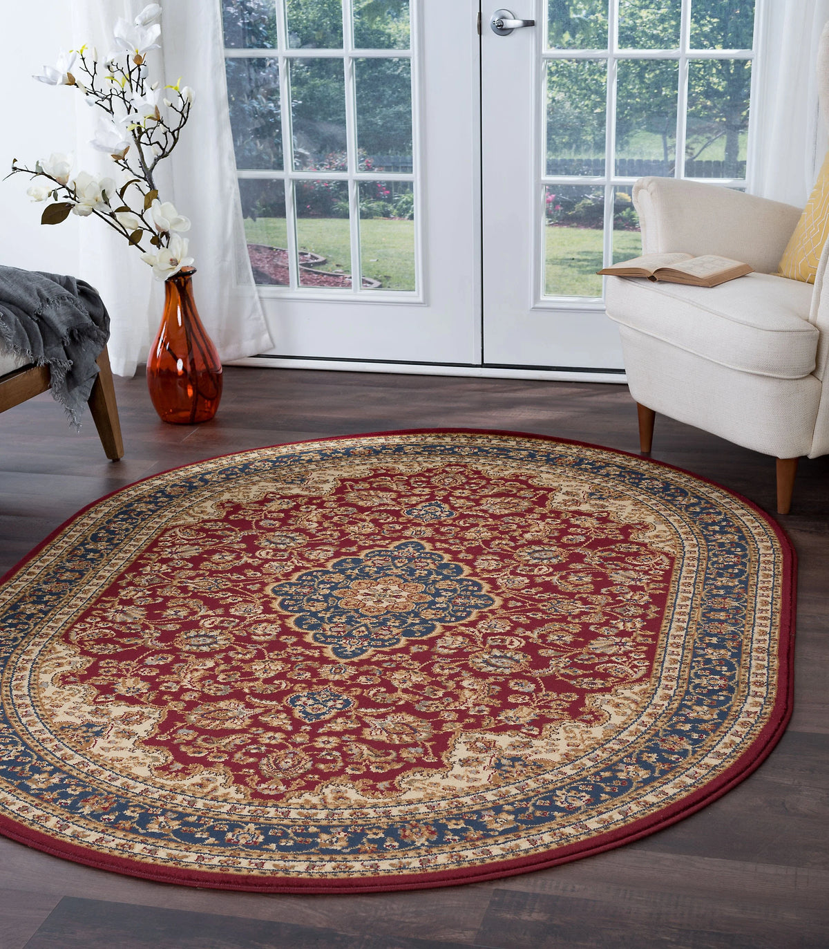5x8 Oval Red Area Rug M379213