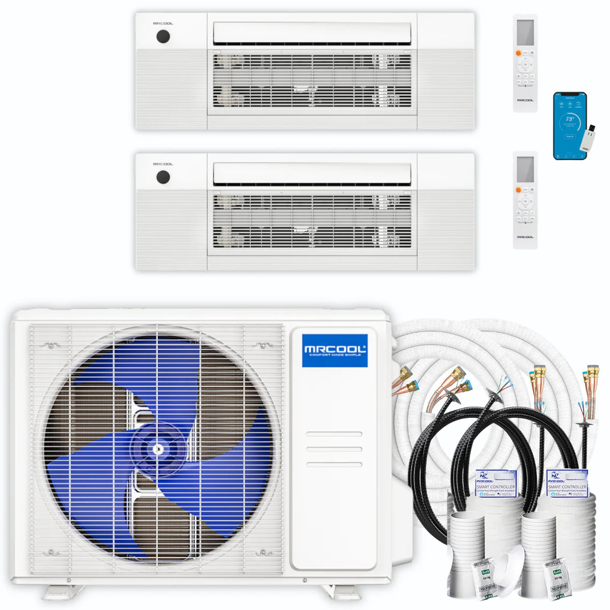 21,000 BTU 2 Zone Ceiling Cassette Ductless Air Conditioner and Heat Pump A691023