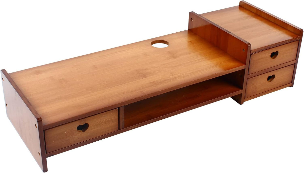 Bamboo Monitor Stand with 3 Drawers F770