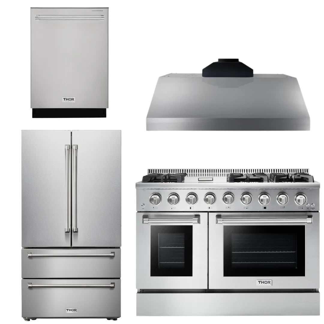 48 In. Natural Gas Range, Range Hood, Refrigerator, Dishwasher R65874