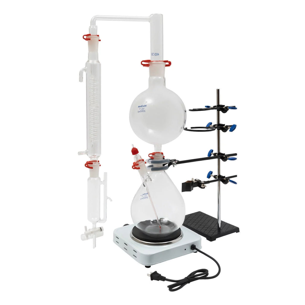 1000W 110V 2000ML Glass Distillation Kit with Condenser and Hot Stove O354394